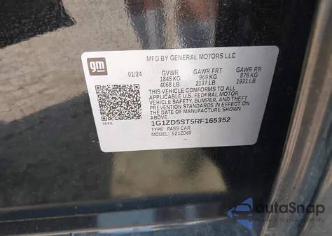 2024 Chevrolet Malibu Fwd 1Lt из США, поврежденный, VIN 1G1ZD5ST5RF165352